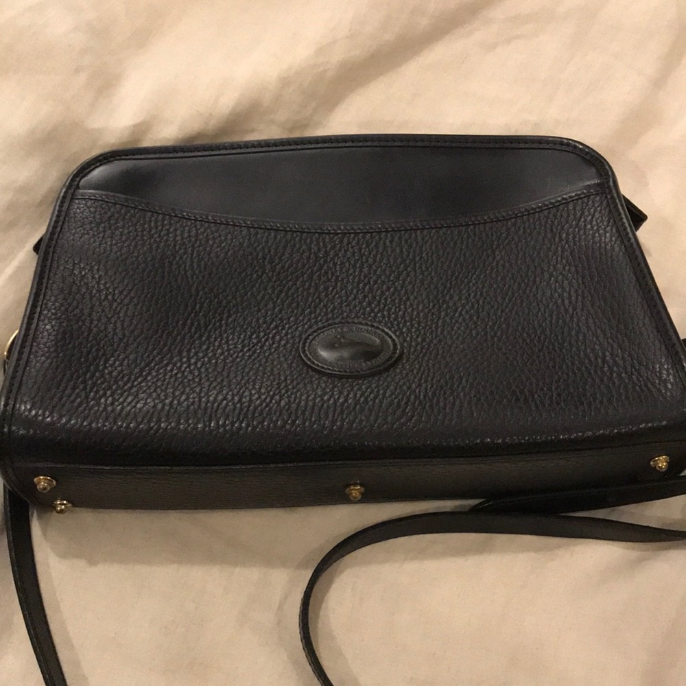 Vintage Dooney & Bourke Black Zip Top Leather Bag